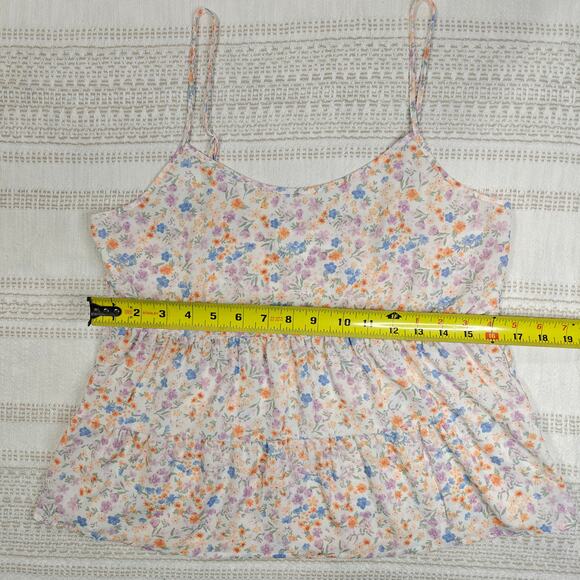 Pink Rose Floral Peplum Tank Top Lightweight Summer Blouse Size L NEW - Picture 3 of 6